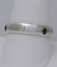 Load image into Gallery viewer, 14k White Gold 1/10ct Round Diamond 1/10ct Round Sapphire Eternity Wedding Band
