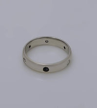 Load image into Gallery viewer, 14k White Gold 1/10ct Round Diamond 1/10ct Round Sapphire Eternity Wedding Band