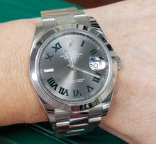 Load image into Gallery viewer, 41m Rolex 2022 Datejust Stainless Steel Slate Roman Wimbledon Dial Oyster 126300
