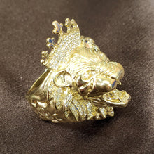 Load image into Gallery viewer, Mens 14k Yellow Gold CZ XL Lion King Head Ring