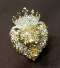 Load image into Gallery viewer, Mens 14k Yellow Gold CZ XL Lion King Head Ring