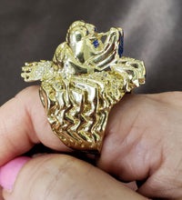 Load image into Gallery viewer, Mens 14k Yellow Gold CZ XL Lion King Head Ring
