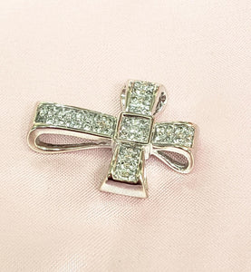 1/2ct Princess and Round Diamond Cross Pendant in 14k White Gold