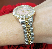 Load image into Gallery viewer, Ladies 26mm Rolex Datejust Two Tone Jubilee 4ct Diamond Bezel Pink Dial 69373
