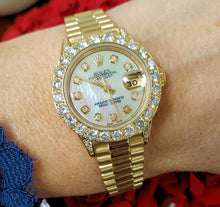Load image into Gallery viewer, 26mm Rolex President Datejust 18k Yellow Gold Diamond Bezel MOP Dial 69178
