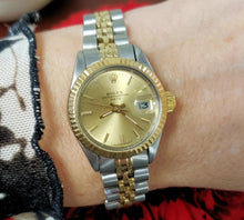 Load image into Gallery viewer, Ladies 26mm Rolex Date 18k Yellow Gold & Stainless Steel Two Tone Jubilee 6916