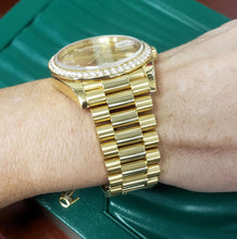 Load image into Gallery viewer, 40mm Rolex Day Date President 18k Yellow Gold Factory Diamond Dial Bezel 228348
