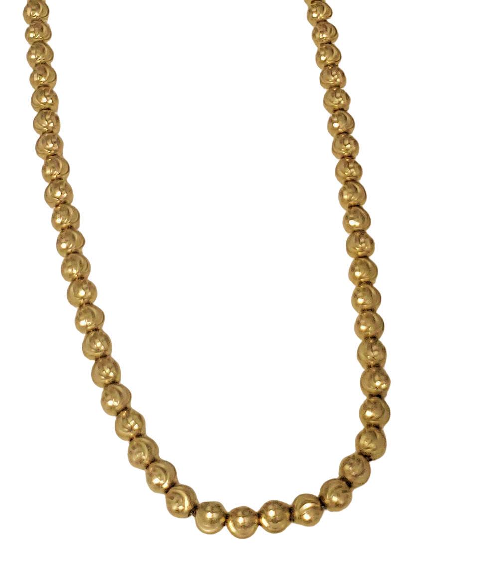5mm Bead Dog Tag Chain Necklace Diamond Cut 10k Italian Yellow Gold 24 1/2