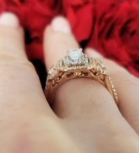 Load image into Gallery viewer, 1 3/4ct T.W. Emerald &amp; Round Diamond Engagement Ring in 14k Rose Gold SI1/FG
