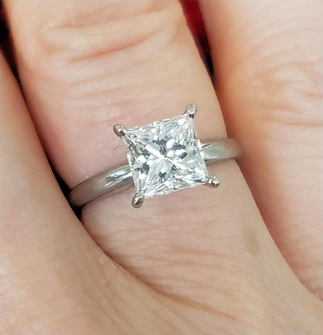 1.55ct Princess Cut Diamond Engagement Ring in 14k White Gold (VS2/KL)