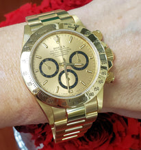 Load image into Gallery viewer, 40mm Rolex Daytona Cosmograph 18k Gold Inverted 6 Oyster Gold Dial 16528
