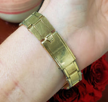 Load image into Gallery viewer, Vintage 1966 Rolex Oyster Perpetual 34mm Gold Plaque Capped Silver Dial 1024