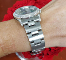 Load image into Gallery viewer, 34mm Rolex Date Stainless 1987 Oyster Diamond Black Mother of Pearl Dial 15000