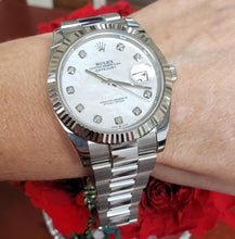 Load image into Gallery viewer, 2022 Rolex 41mm Datejust Stainless Steel Oyster Fluted MOP Diamond Dial 126334