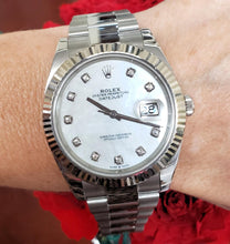 Load image into Gallery viewer, 2022 Rolex 41mm Datejust Stainless Steel Oyster Fluted MOP Diamond Dial 126334