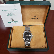 Load image into Gallery viewer, 34mm Rolex Date 1996 Stainless Steel Oyster Perpetual Auto Black Dial 15200