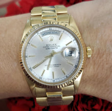 Load image into Gallery viewer, 36mm Rolex Day-Date President 18k Yellow Gold Oyster Silver Dial Quickset 18038