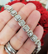 Load image into Gallery viewer, 4.00ct T.W. Baguette Square Diamond Tennis Link Bracelet in 10k White Gold