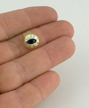 Load image into Gallery viewer, 14k Yellow Gold Blue Black Diamond Cut Eye Pendant
