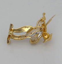 Load image into Gallery viewer, 18k Yellow Gold Diamond Ruby Coral Turquoise Clown Violinist Pin Brooch