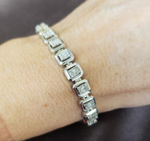 Load image into Gallery viewer, 4.00ct T.W. Baguette Square Diamond Tennis Link Bracelet in 10k White Gold