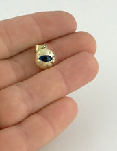 Load image into Gallery viewer, 14k Yellow Gold Blue Black Diamond Cut Eye Pendant