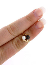 Load image into Gallery viewer, 14k Yellow Gold 2- 5mm White Black Imitation Pearl June Swirl Textured Ring