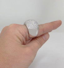 Load image into Gallery viewer, 750 18K WHITE GOLD 4.00ct PAVE DIAMOND WIDE BAND DOME STATEMENT RING