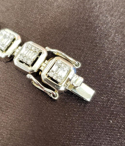 4.00ct T.W. Baguette Square Diamond Tennis Link Bracelet in 10k White Gold