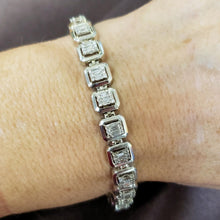 Load image into Gallery viewer, 4.00ct T.W. Baguette Square Diamond Tennis Link Bracelet in 10k White Gold
