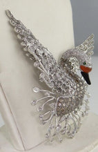 Load image into Gallery viewer, 14k White Gold 4.00ct Diamond Magnificent Carnelian Swan Pin Brooch 2 1/2&quot;

