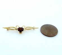 Load image into Gallery viewer, 14k Yellow Gold 1.00ct 6mm Heart Garnet January Bow Ribbon Pin Brooch