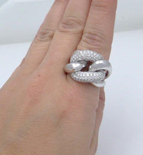 Load image into Gallery viewer, LADIES 18K WHITE GOLD 2.12CT DIAMONDS CABLE LINK STATEMENT DOME RING SI1-2 7 1/2