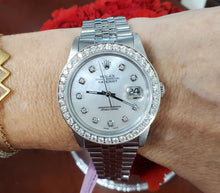 Load image into Gallery viewer, 36mm Rolex Datejust Stainless Steel Jubilee Mother of Pearl Diamond Bezel 16220