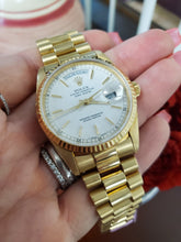 Load image into Gallery viewer, Rolex DayDate 18238 18k Gold President White Dial 36mm 1989 Quickset Automatic