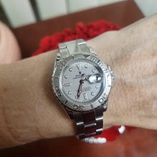 Load and play video in Gallery viewer, Ladies 29mm Rolex Yacht-Master Platinum Dial Stainless Steel Auto Date 169622