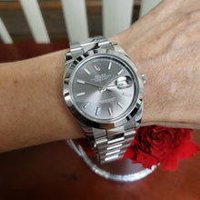 Load and play video in Gallery viewer, Complete 41mm Rolex Datejust 2023 Steel Oyster Rhodium Stick Dial Auto 126300