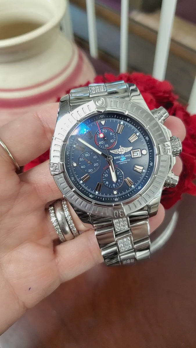 48mm Breitling Super Avenger Auto Chronometer Diamond Blue Dial