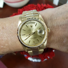 Load and play video in Gallery viewer, 36mm Rolex Day-Date President 18k Yellow Gold Sapphire Double Quick 18238