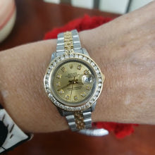 Load and play video in Gallery viewer, 1985 Ladies 26mm Rolex Datejust Two Tone 18k SS Jubilee Quickset Automatic 69173