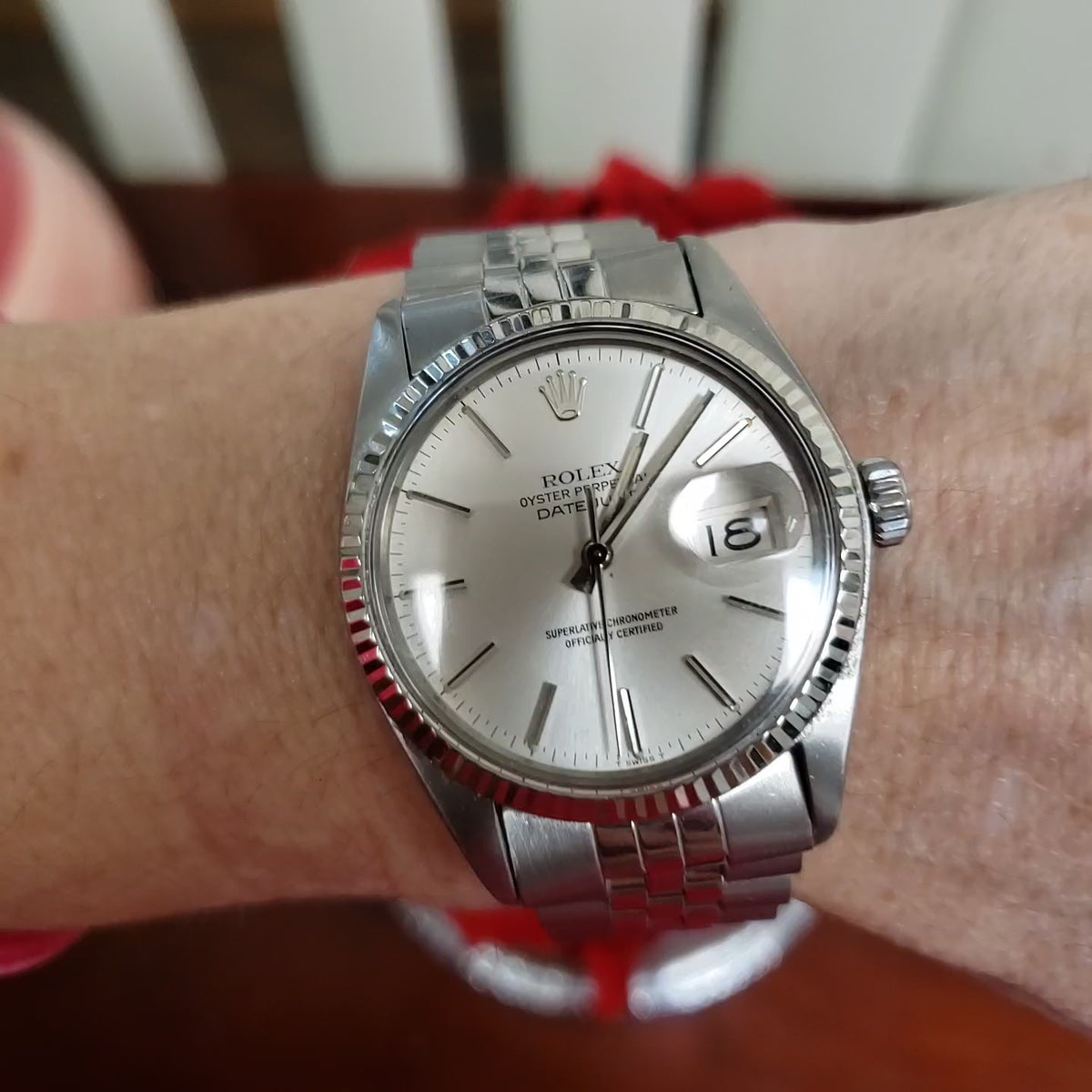 イチ36 36mm 1979 Rolex Datejust Jubilee 18k Fluted Steel Silver