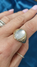 Load and play video in Gallery viewer, Roberto Coin Oval Moonstone & Diamond Ring 18k Yellow Gold