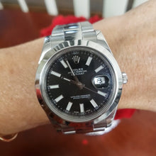 Load and play video in Gallery viewer, 41mm Rolex Datejust II Stainless Steel Oyster Black Dial Smooth Bezel 116300