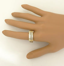 Load image into Gallery viewer, Mens 10k Two Tone Gold 1/5ct Round Diamond Seven Stone Ribbed Wedding Band Ring