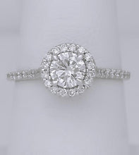 Load image into Gallery viewer, 750 18k White Gold 1.25ct Round Diamond Halo Eternity Band Engagement Ring