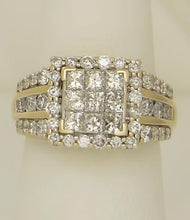 Load image into Gallery viewer, 14k Yellow Gold 2.00ct Princess Cut Round Diamond Invisible Set Engagement Ring