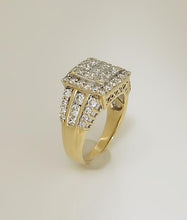 Load image into Gallery viewer, 14k Yellow Gold 2.00ct Princess Cut Round Diamond Invisible Set Engagement Ring