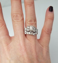 Load image into Gallery viewer, 14k White Gold 3.01ct Round Diamond Illusion Duo Wedding Engagement Ring Set