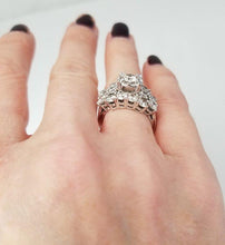 Load image into Gallery viewer, 14k White Gold 3.01ct Round Diamond Illusion Duo Wedding Engagement Ring Set