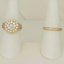 Load image into Gallery viewer, 14k Yellow Gold 2.00ct Round Diamond Flower Halo Duo Wedding Engagement Ring